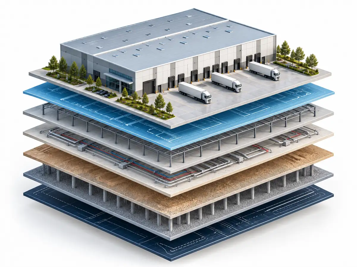 Método de las siete capas para analizar una nave industrial